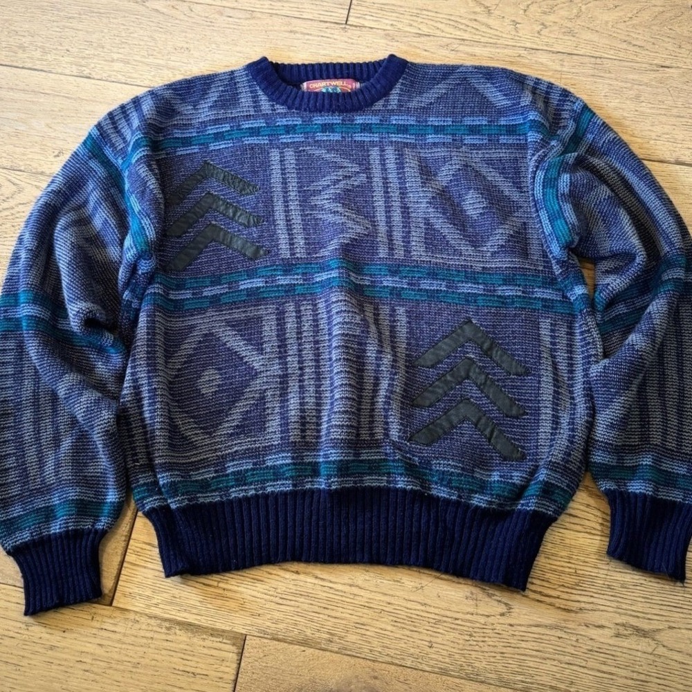 Vintage Chartwell Sweater Abstract Pattern Knit Crewneck‎ Pullover (1374)